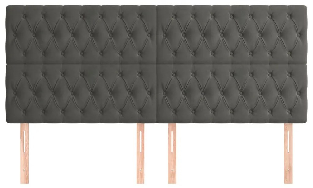 4 db sötétszürke bársony fejtámla 100x7x78/88 cm