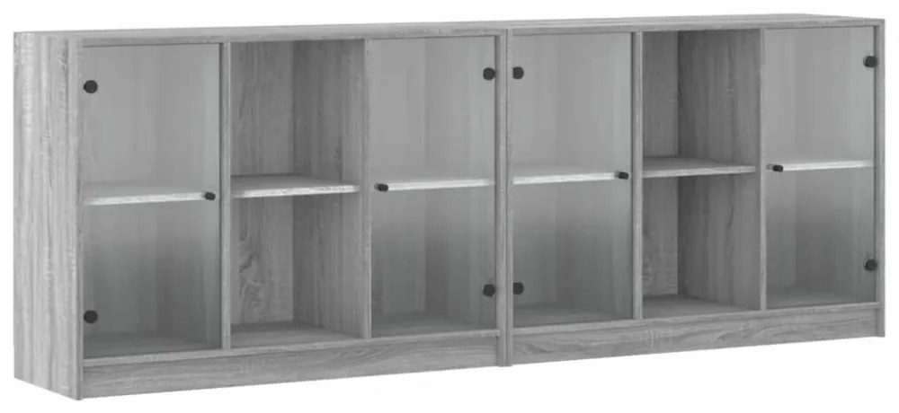 szürke sonoma szerelt fa könyvespolc ajtókkal 204x37x75 cm