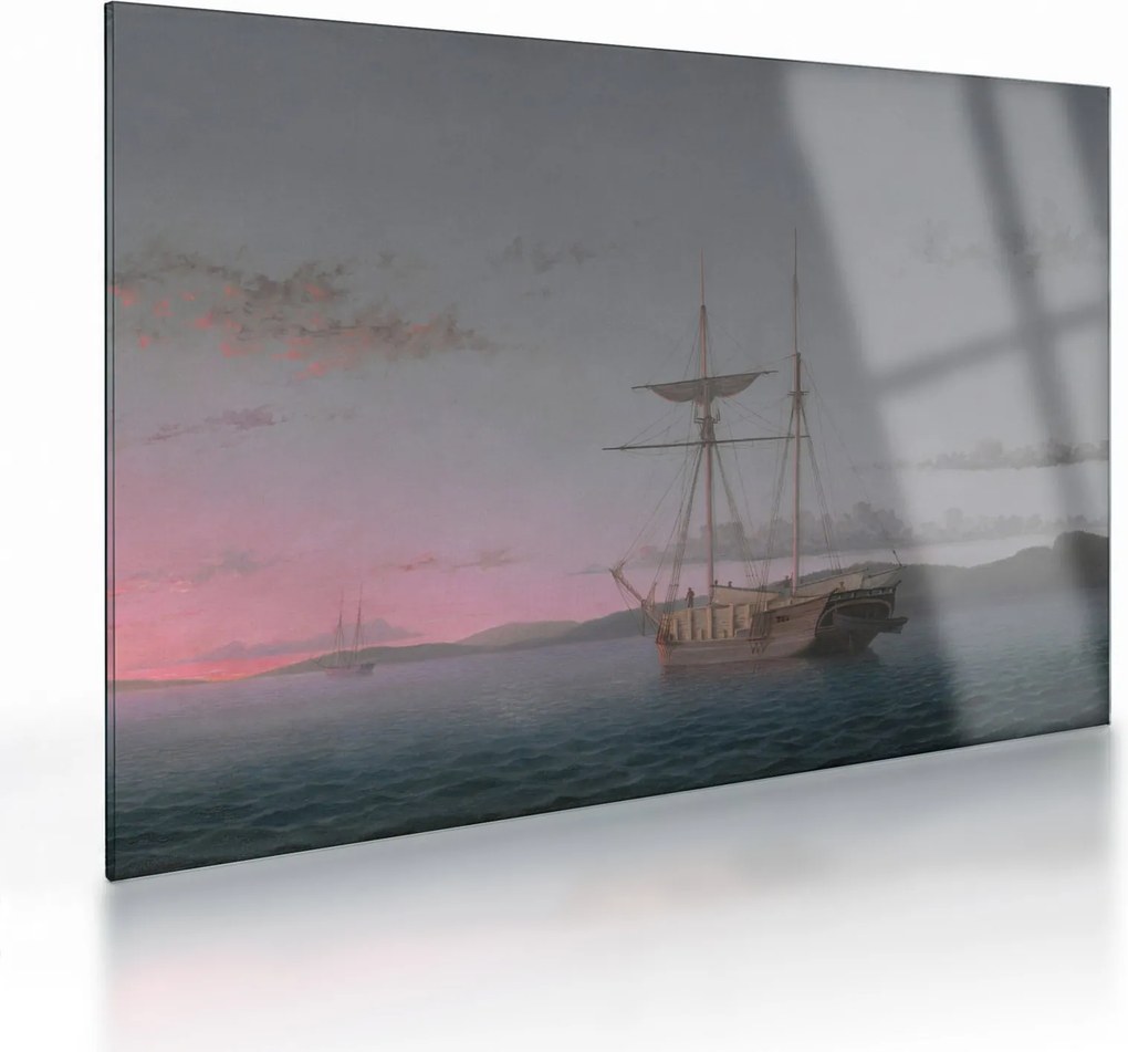 Üveg kép - Fitz Henry Lane, Lumber Schooners at Evening on Penobscot Bay, reprodukciók (70x50 cm)