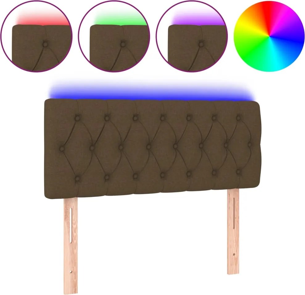 vidaXL sötétbarna szövet LED-es fejtámla 90 x 7 x 78/88 cm