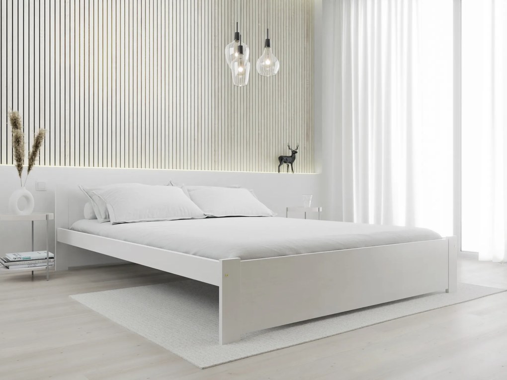 Ágy IKAROS 120 x 200 cm, fehér Matrac: Deluxe 10 cm matraccal, Ágyrács: Deszkás ágyráccsal