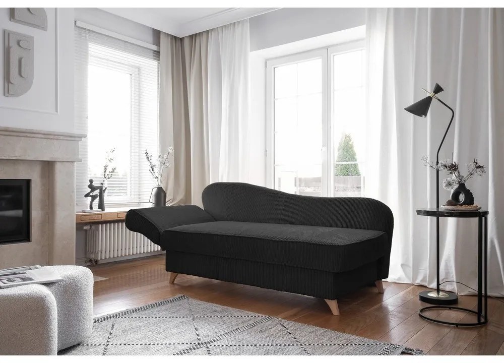 Antracitszürke kordbársony heverő (bal oldali) Chic Charlotte – Miuform
