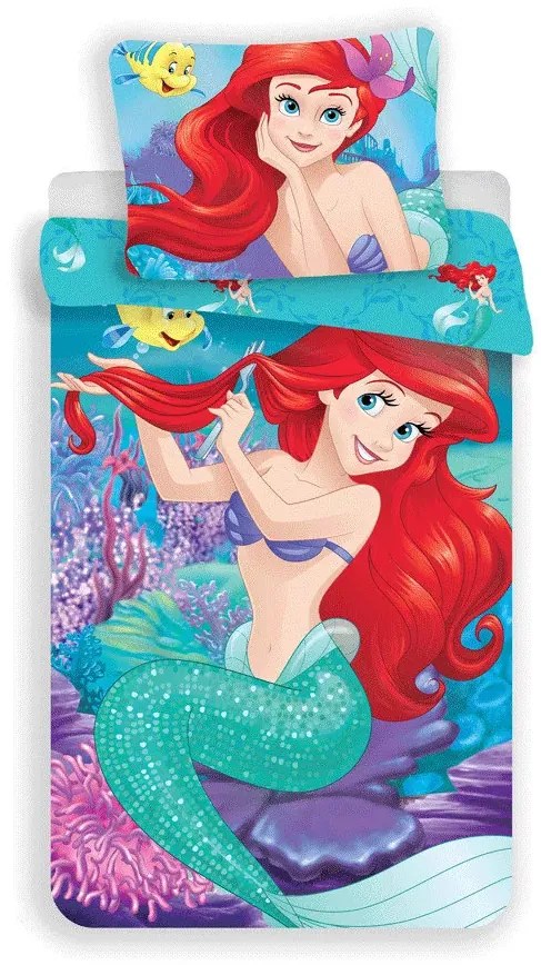 Disney Hercegnők, Ariel ágyneműhuzat 140×200cm, 70×90 cm