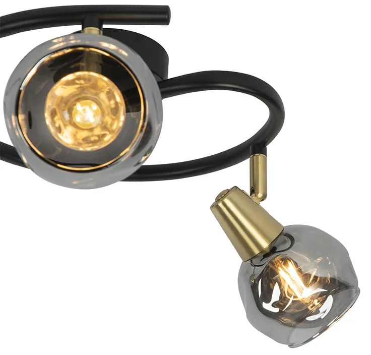 Mennyezeti lámpa fekete 44,5 cm füstüveggel 3-lámpás - Vidro