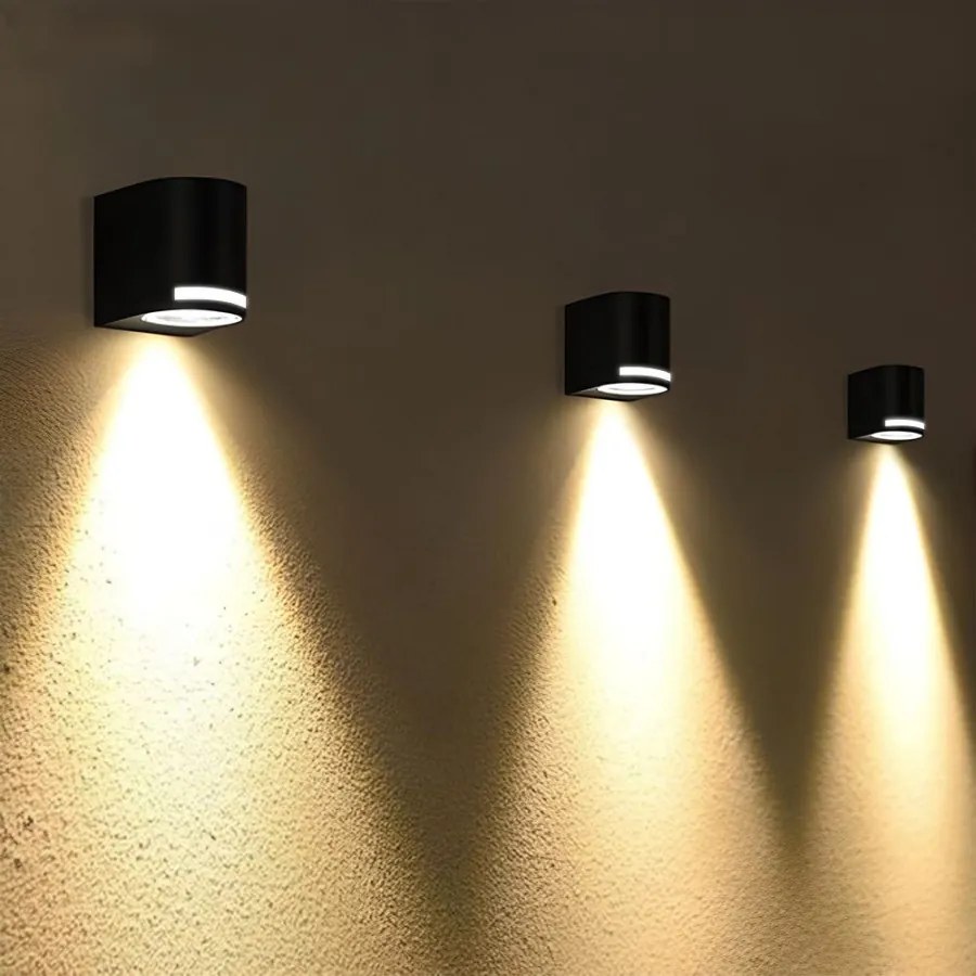 Videx Justin oldalfalra helyezhető fekete IP54-es védettségű kültéri lámpatest GU10-es foglalattal