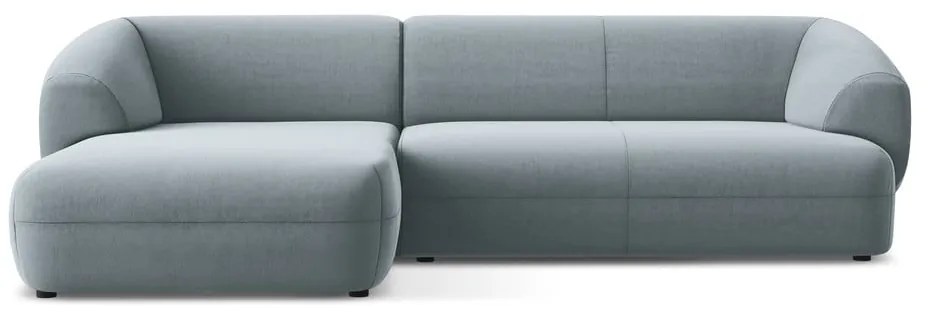 Világoskék bársony sarokkanapé (bal oldali) Moana – Makamii