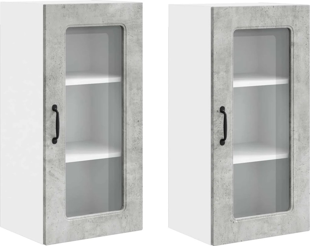 vidaXL Konyhaszekrény Kalmar 2 pcs Beton Szürke 40 x 31 x 80 cm