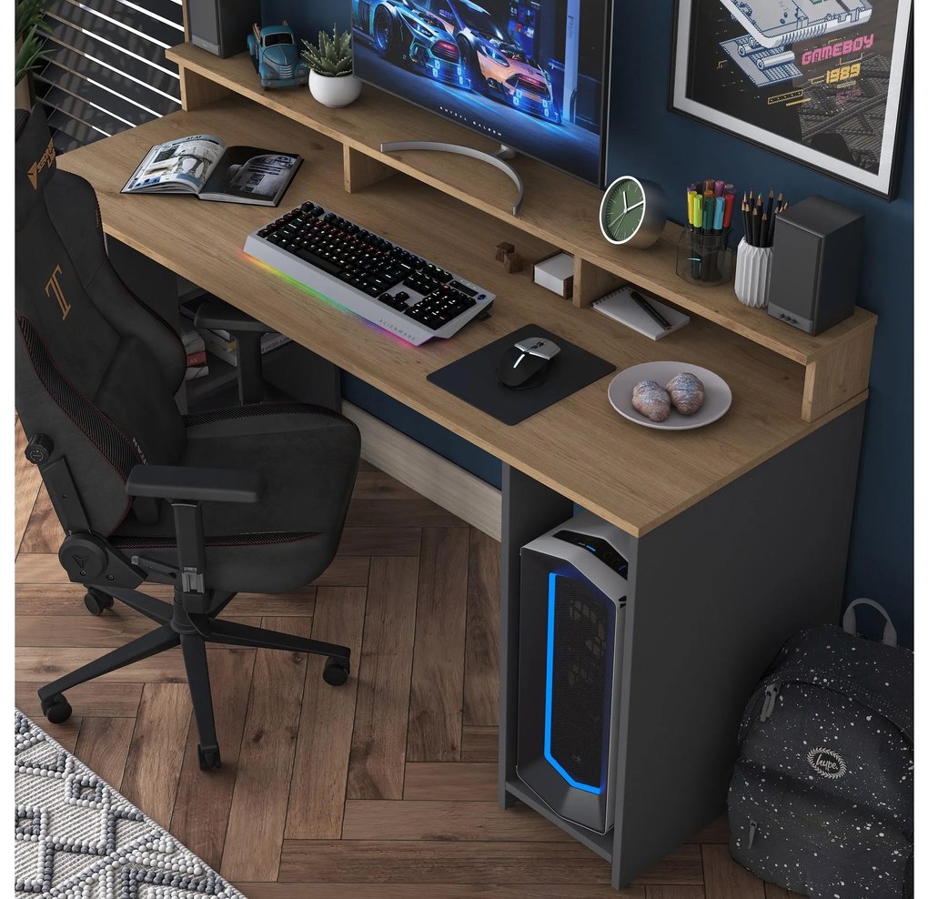 PC asztal Sikine 4 (dió + antracit) . 1095012
