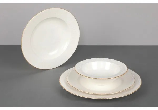 24 darabos porcelán étkészlet — fehér/arany