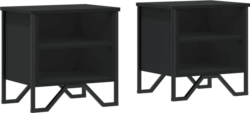 vidaXL 2 db fekete szerelt fa éjjeliszekrény 40 x 30 x 40 cm