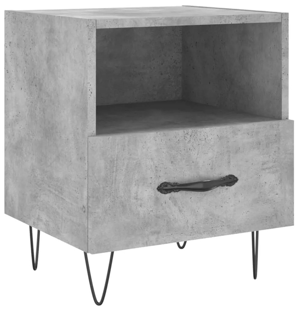 Betonszürke szerelt fa éjjeliszekrény 40 x 35 x 47,5 cm
