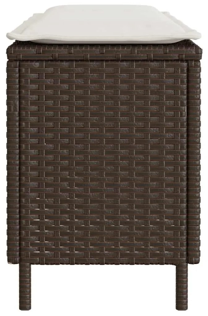 barna polyrattan kerti pad párnával 110x30x40,5 cm