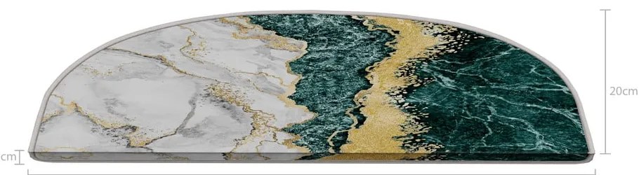Petróleumkék-krémszínű lépcsőszőnyeg szett 16 db-os 20x65 cm Golden Marble – Vitaus