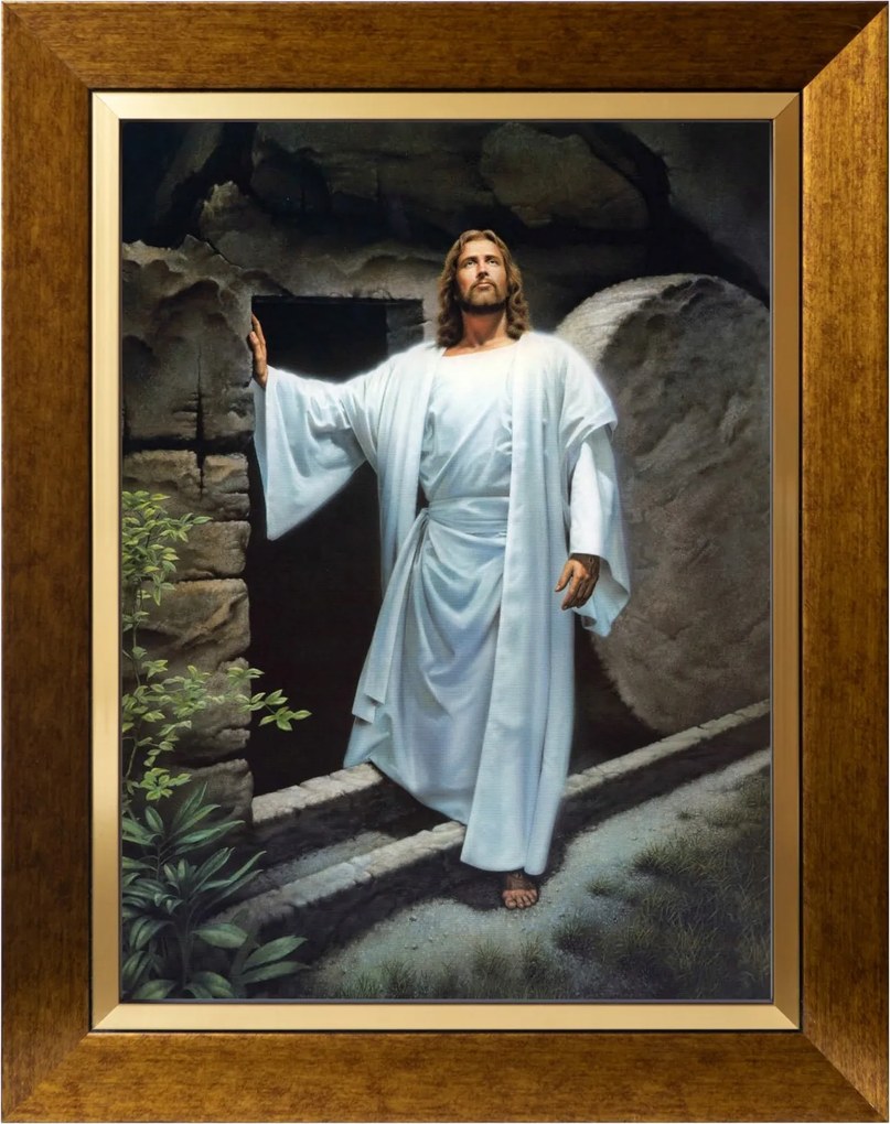 Jézus Feltámadása Szakrális Kép Arany Vászon Díszkeret 30X40