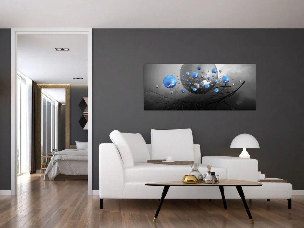 Kék absztrakt gömbök képe (120x50 cm)