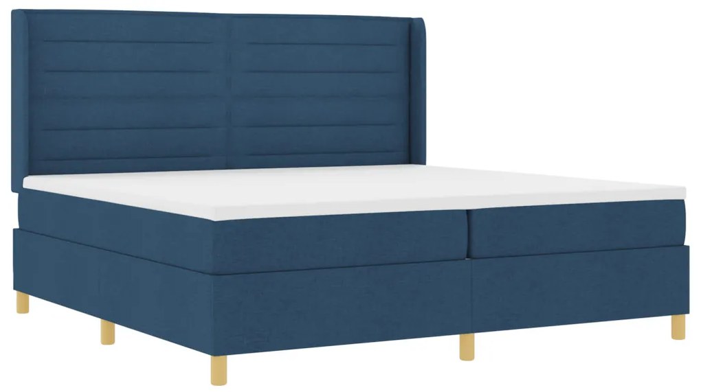 Boxspring Ágy Matraccal és Kék LED-del 200x200 cm Szövet