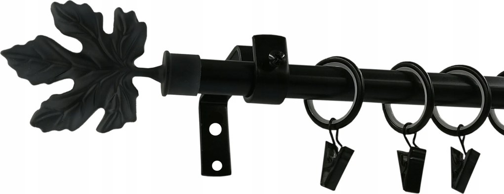 Loft Függönykarnis 16mm Fekete 180cm csendes karikák Juhar