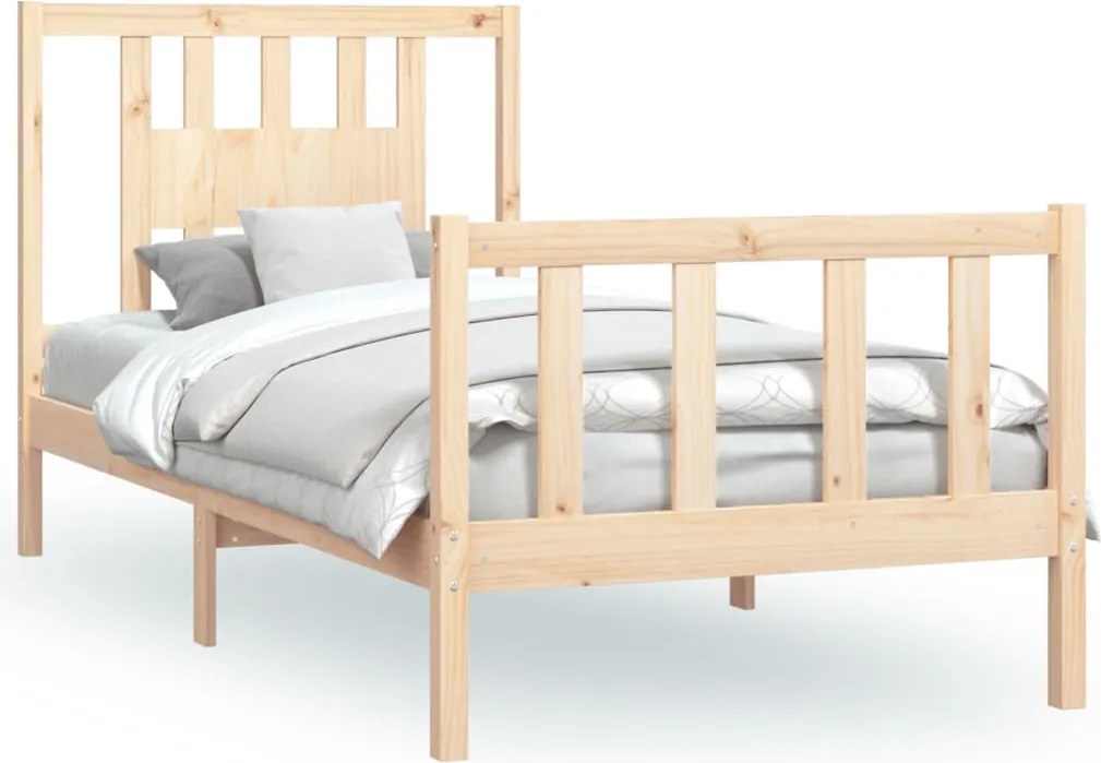vidaXL tömör fenyőfa ágykeret fejtámlával 90 x 200 cm