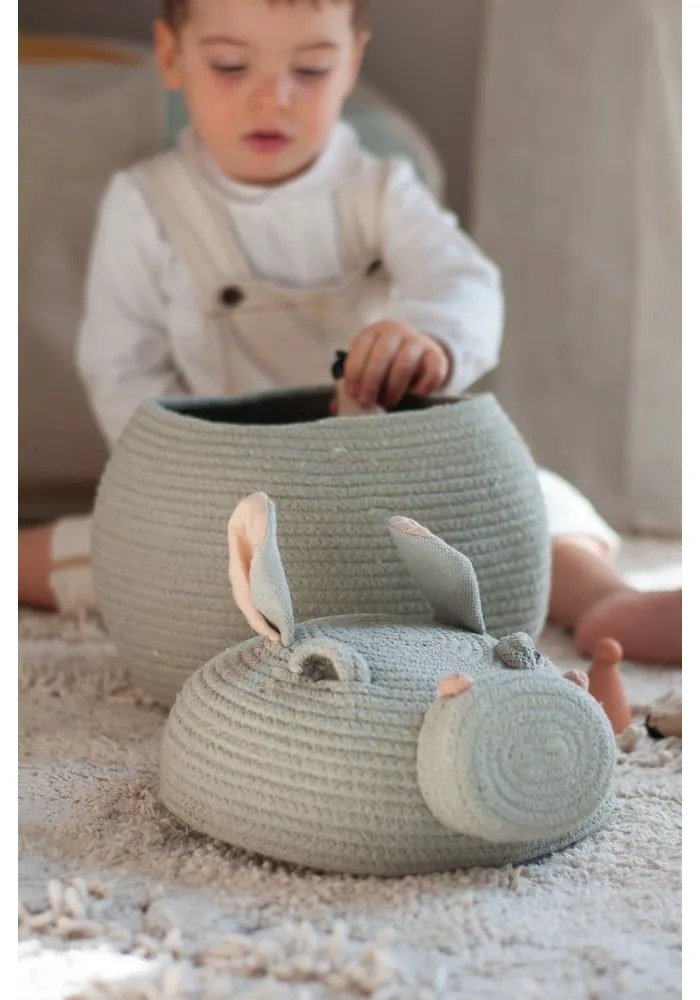 Világosszürke textil játéktároló kosár ø 25x30 cm Henry the Hippo – Lorena Canals