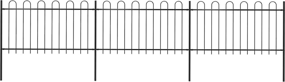 vidaXL fekete acélkerítés karikás tetejű 537 x 100 cm