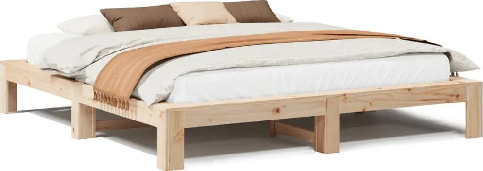 vidaXL tömör fenyőfa ágy matrac nélkül 200 x 200 cm