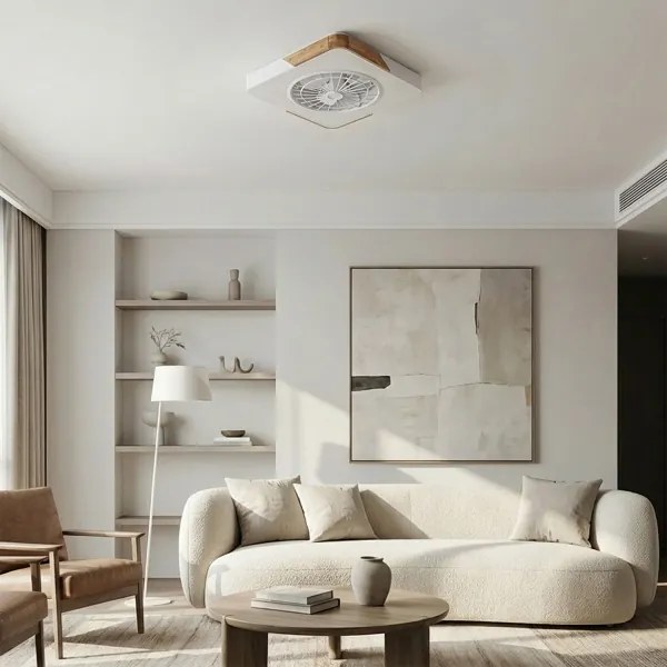 Brilagi - Dimmelhető LED világítótest ventilátorral LED/38W/230V 50 cm fehér/tölgy + távirányító