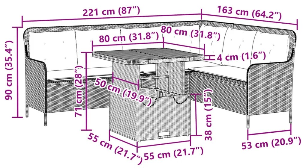 2 részes szürke polyrattan kerti kanapészett párnákkal