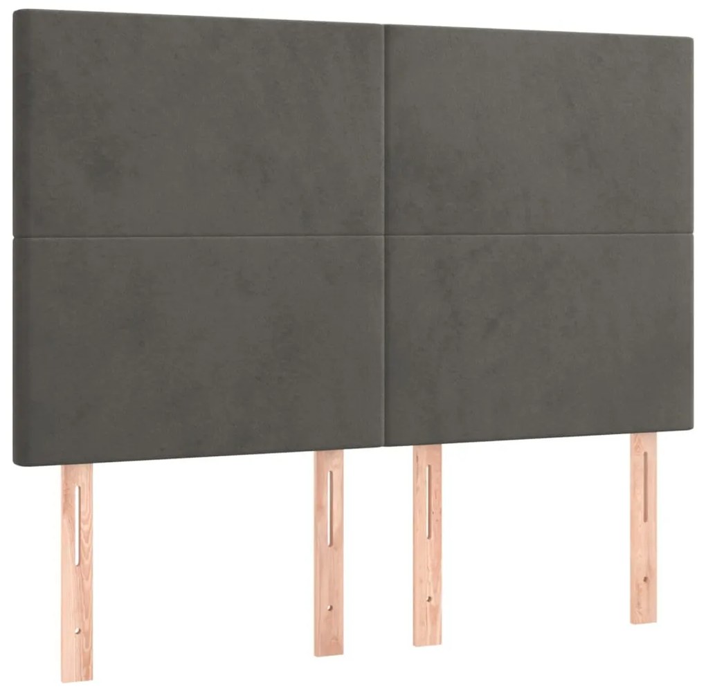 sötétszürke bársony fejtámla 144x5x118/128 cm