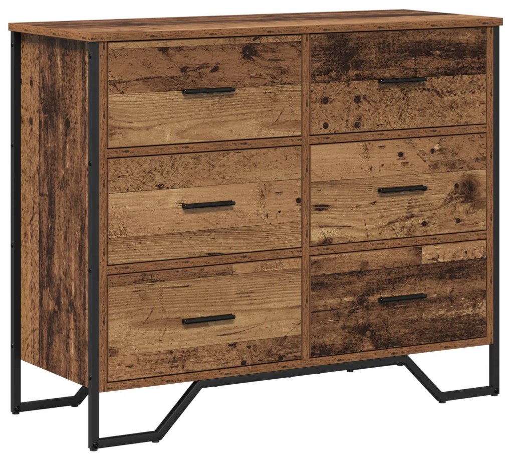 Fiókos Szekrény Régi Fa 91x35.5x74.5 cm Szerelt Fa