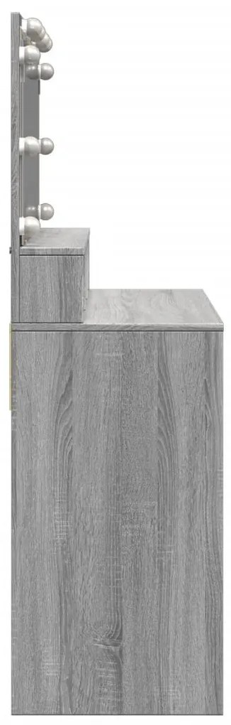 szürke sonoma színű fésülködőasztal LED-del 80 x 41 x 134,5 cm