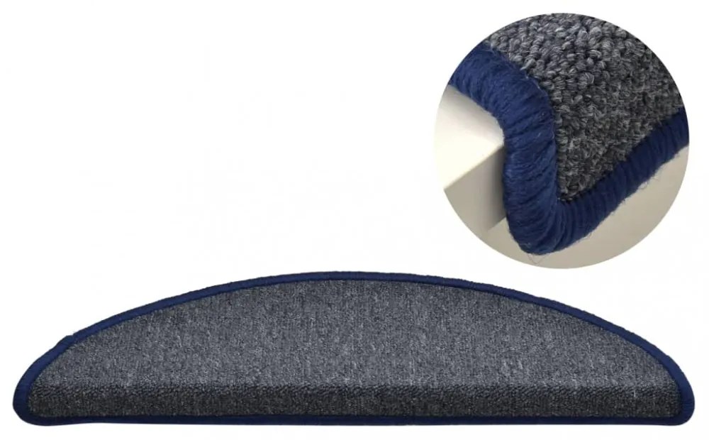 15 db sötétszürke és kék lépcsőszőnyeg 56 x 17 x 3 cm