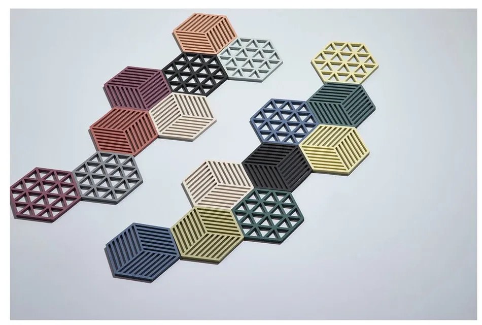 Hexagon szürkéskék szilikonos edényalátét - Zone
