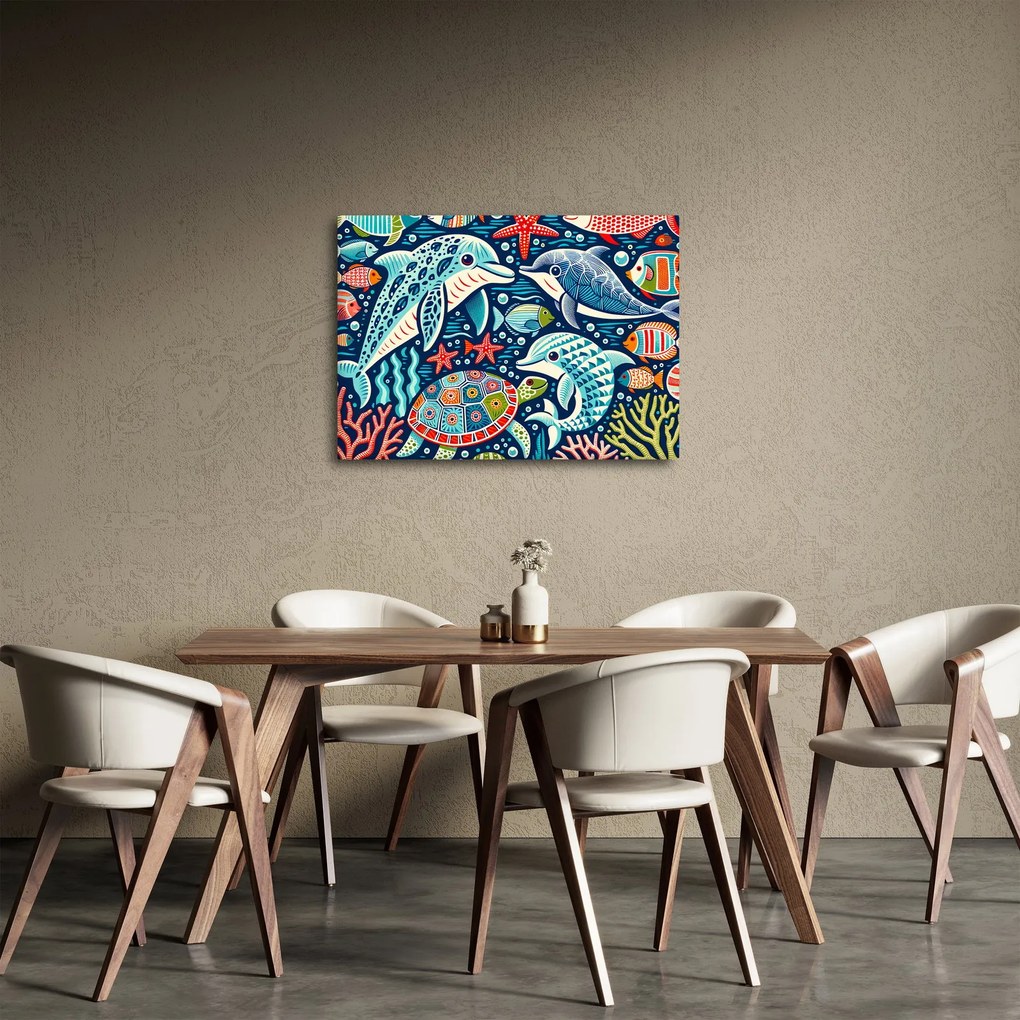 Kép – Rajzolt vízi állatok (70x50 cm)
