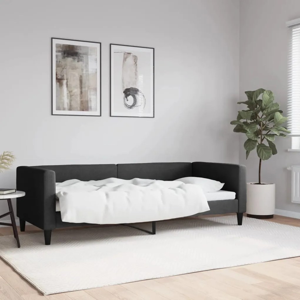 fekete szövet kanapéágy 80 x 200 cm