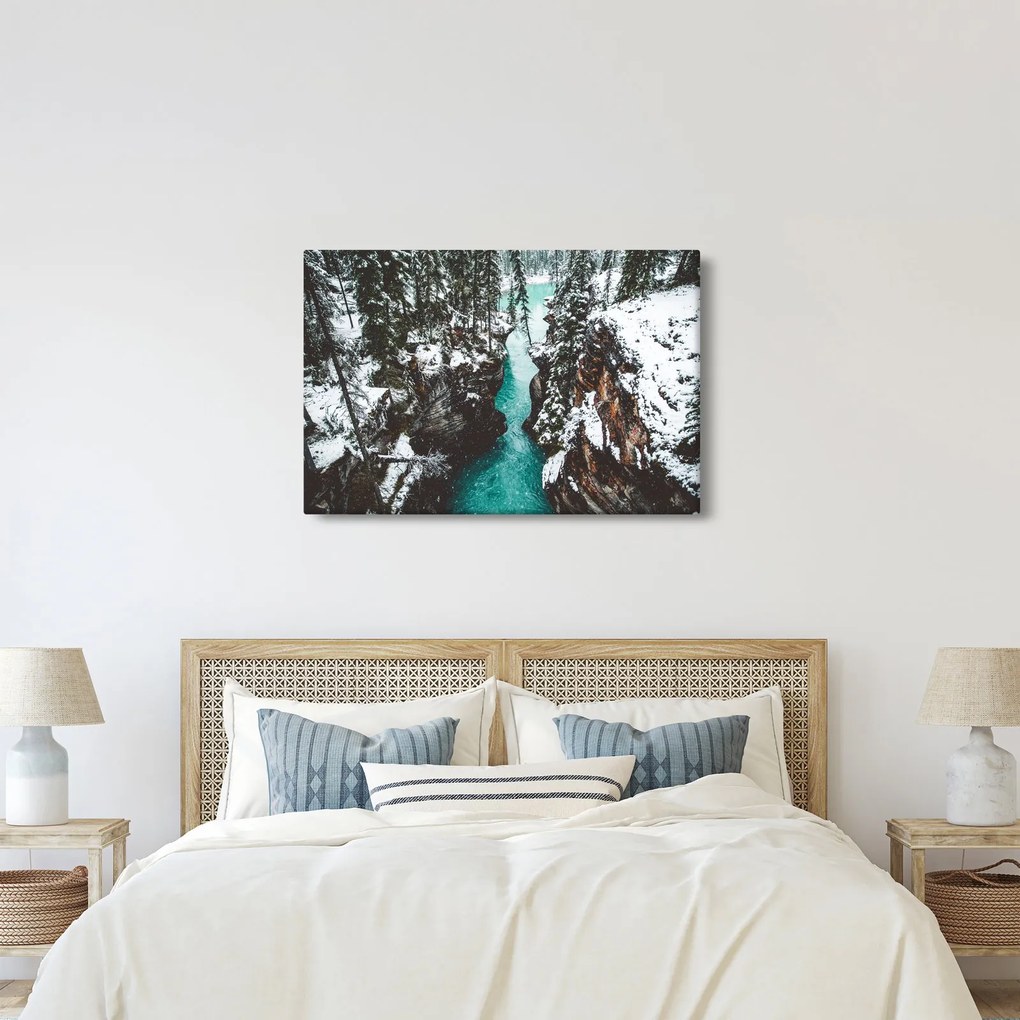 Kép - hegyi folyó télen (90x60 cm)