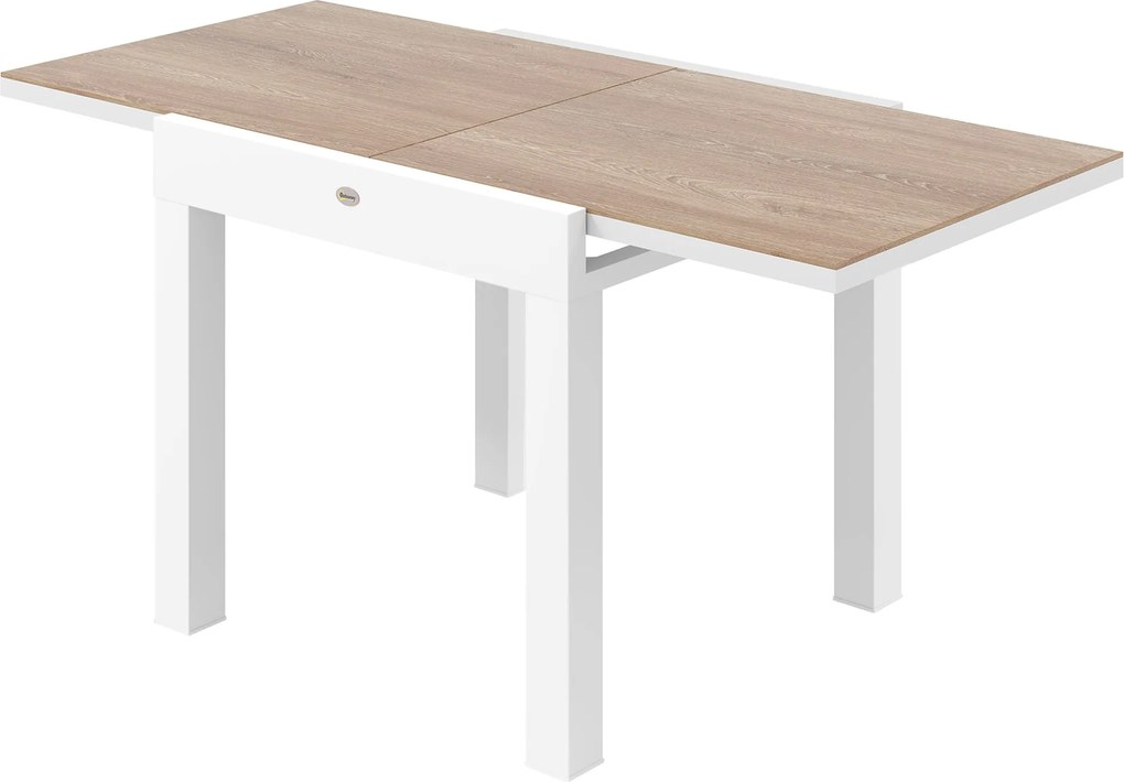 Outsunny Kihúzható Kerti Asztal 80/160x80x75 cm, Téglalap alakú Kihúzható Étkezőasztal 4-6 Fő Részére Alumínium Kerettel és PSPC Felülettel, Teraszra,