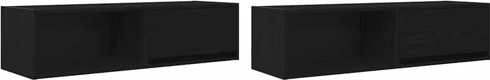 vidaXL 2 db fekete tölgy színű szerelt fa TV-szekrény 100x31x25,5cm