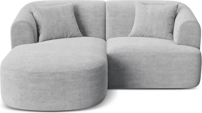 Világosszürke kordbársony sarokkanapé (bal oldali-heverő résszel) Campi – Cosmopolitan Design