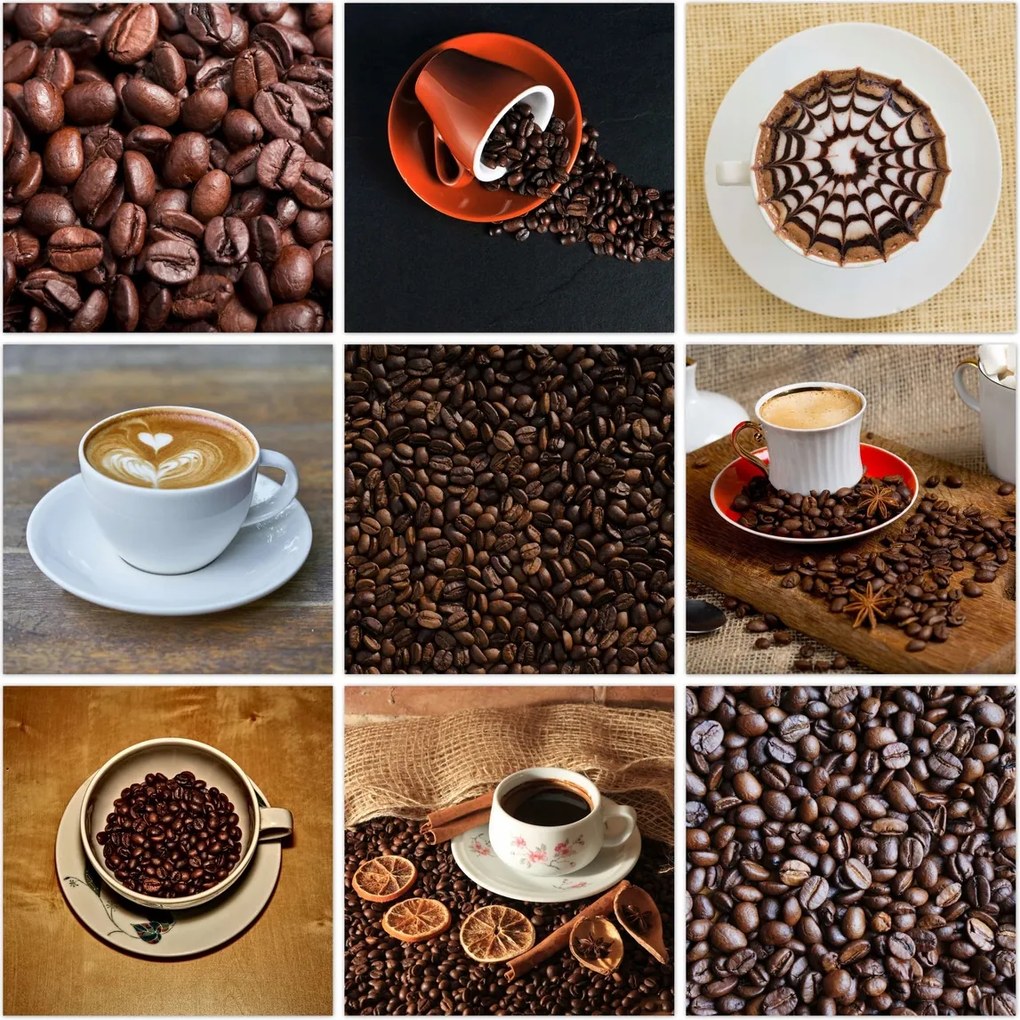 Vászonkép szett 9x 60x60 Mix Kávéscsésze