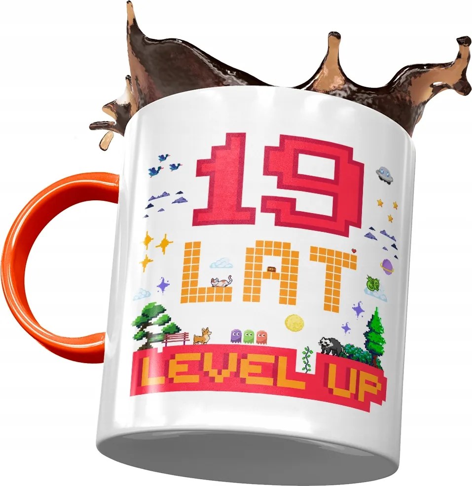 Narancssárga bögre Születésnapra 19 19. 19. Nyomtatott fényképpel