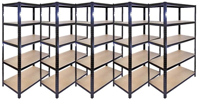 AKCIÓS CSOMAG, 5 DARAB SALGÓ POLC 2000x1000x500 mm lakkozott 5-polc, teherbírás 875 kg - FEKETE