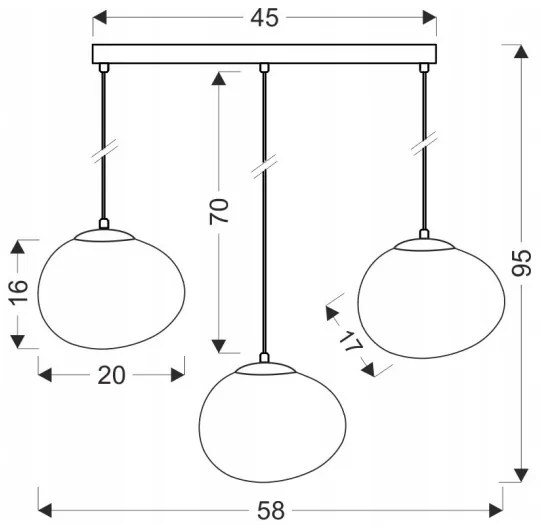 Csillár zsinóron STONES 3xE27/40W/230V