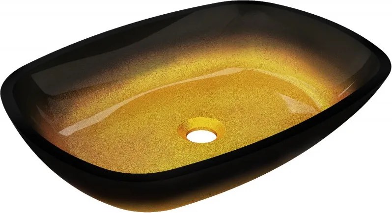 Mexen Araks tálalható üvegből készült mosdó 54 x 39 cm, sötét arany - 24155451