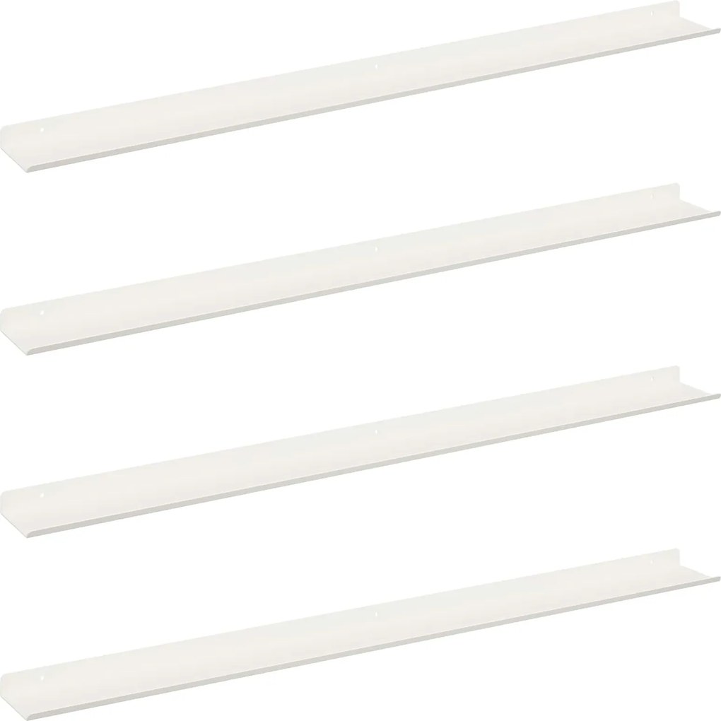 vidaXL Lebegő polc Falra szerelhető 4 pcs Fehér 100 x 9 x 2,5 cm Acél