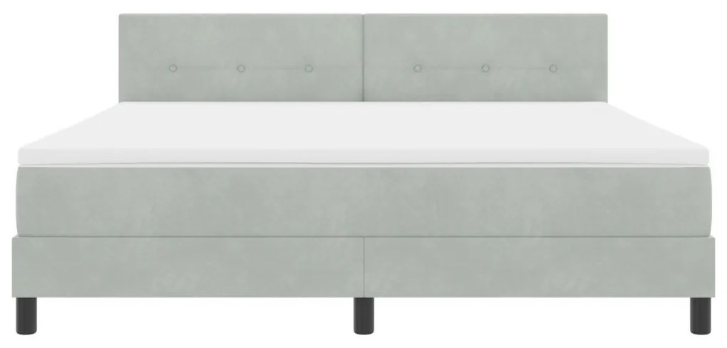 Boxspring Ágy Matraccal Világosszürke Szuper Király Bársony