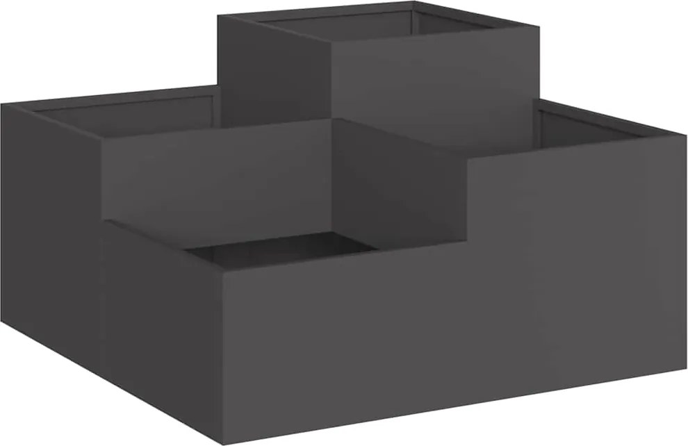 vidaXL Kerti cserép Fekete 80 x 80 x 48 cm Acél