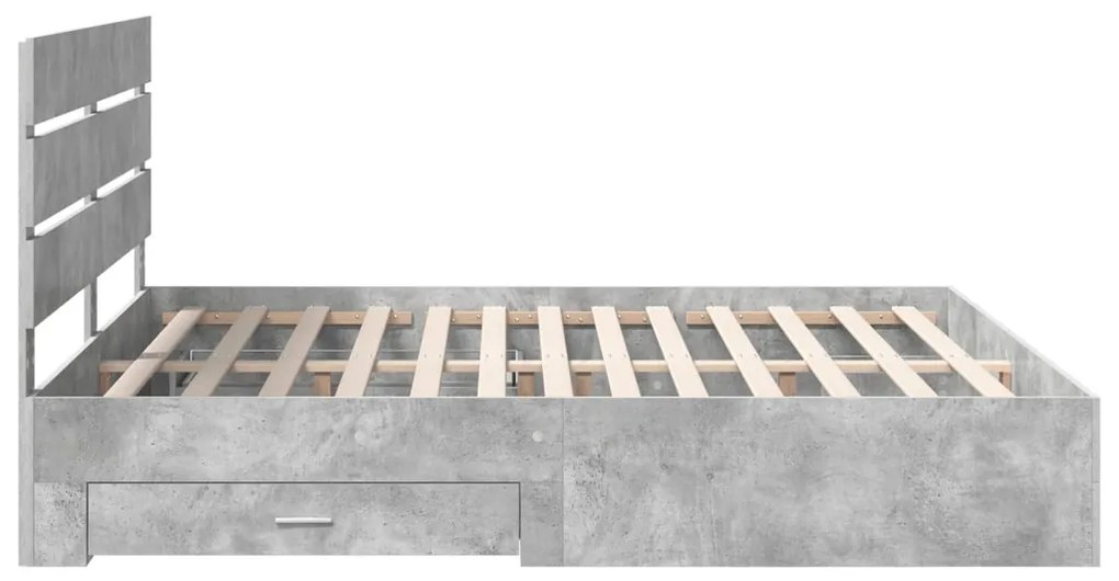 vidaXL Ágykeret fiókkal fejtámlával Beton Szürke 200 x 200 cm Faanyag