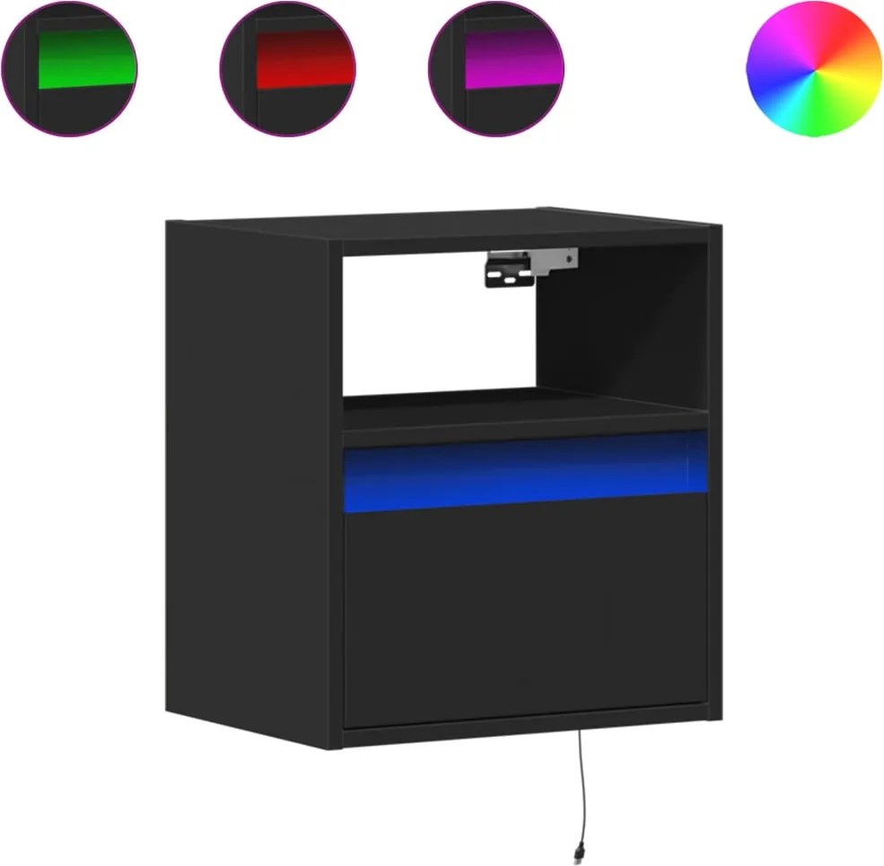 vidaXL 2 db fekete fali TV-szekrény LED-világítással 41x31x45 cm