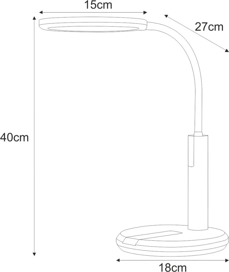 KAJA K-BL1513A CZARNY ERIS Fekete Színű Asztali Lámpa 12W LED 650Lm 3000-5700K IP20