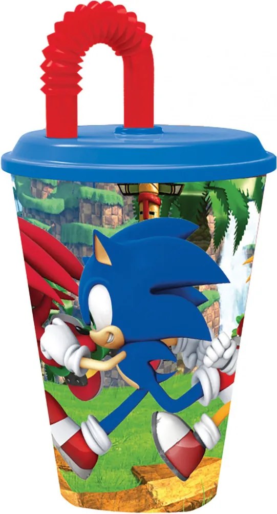 Sonic a sündisznó Adventure szívószálas pohár, műanyag 430 ml